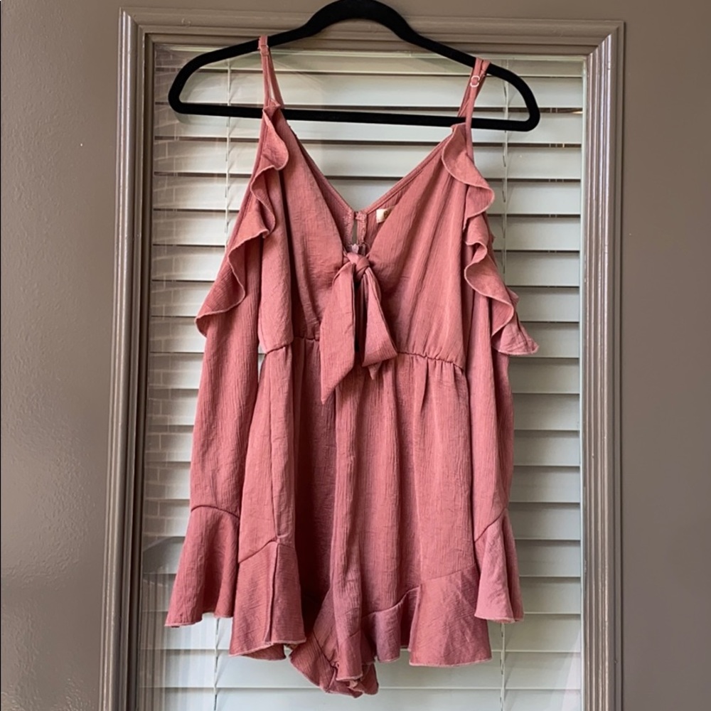 Princess Polly: Pink Chiffon long sleeve romper